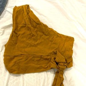 Free people brown one shoulder crop top